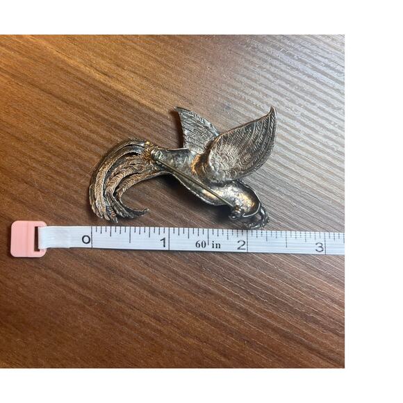 Vintage Sterling Silver Bird Brooch Abalone Shell Inlay Pin Signed STERLING Gift - Picture 10 of 10